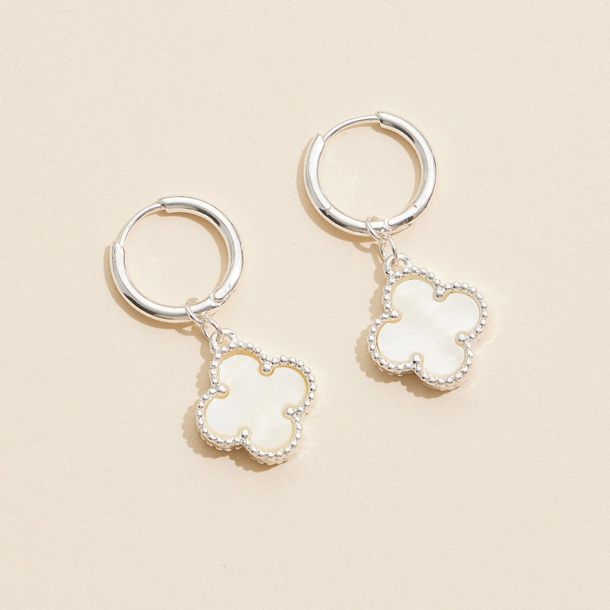 Frem - Wholesale Hoop Earrings - Flower Shape Shell Charm Hoop Earrings12