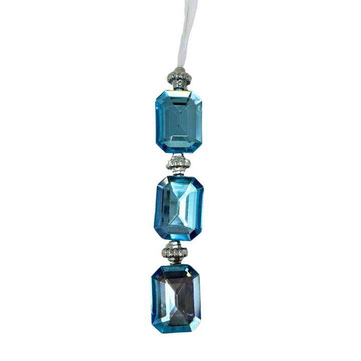 Acrylic Jewel Hanging Ornament - Blue 1.2x0.5x6.5" for wholesale by David Christopher's Collection