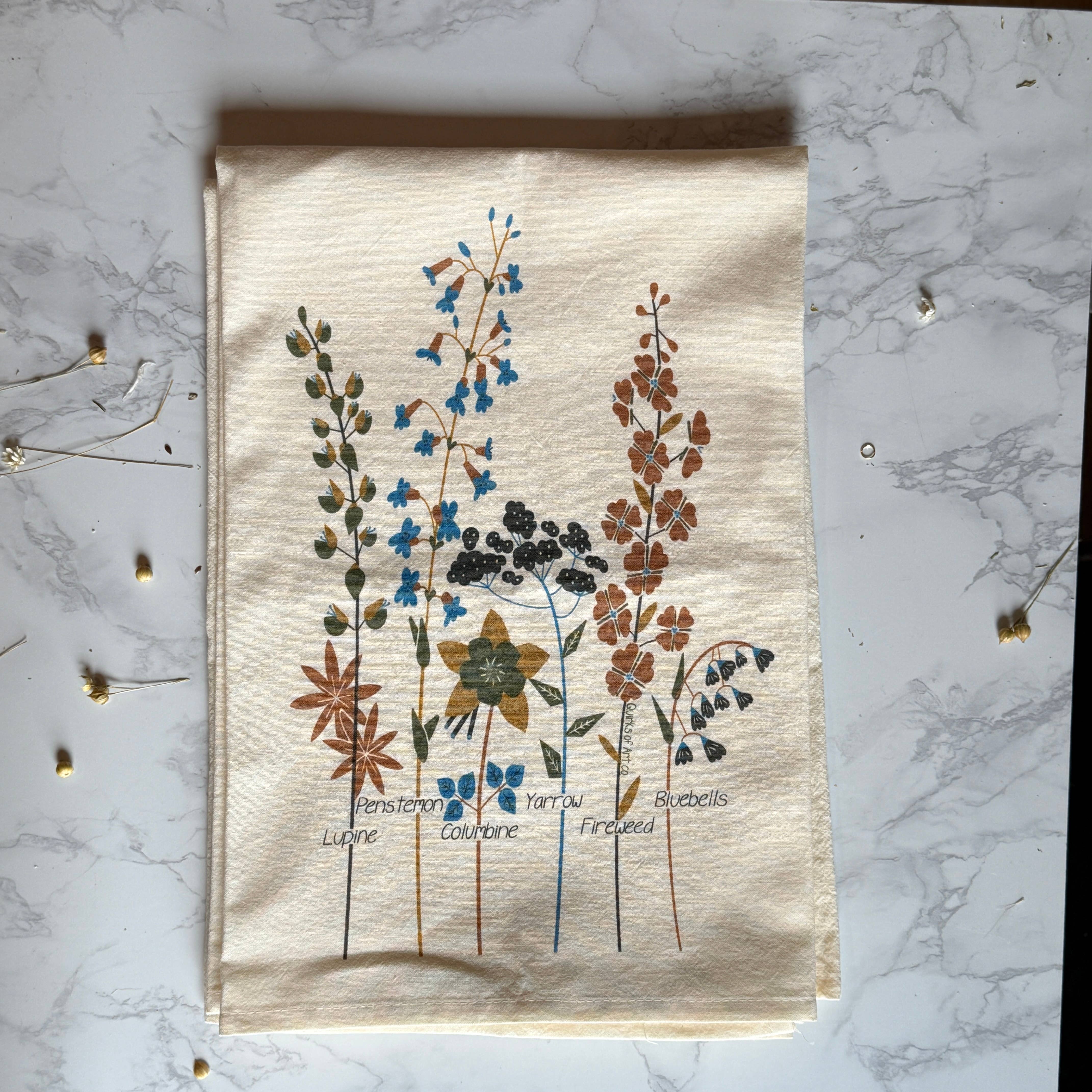 Quirks of Art co. - Wholesale Tea Towel - Flour Sack Tea Towel | Wildflowers | Seed Packet6