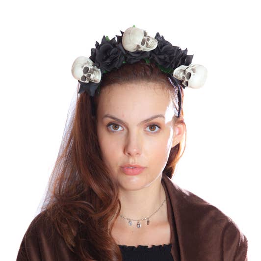 Black Rose Skull Headband for wholesale by KBW Global Corp.
