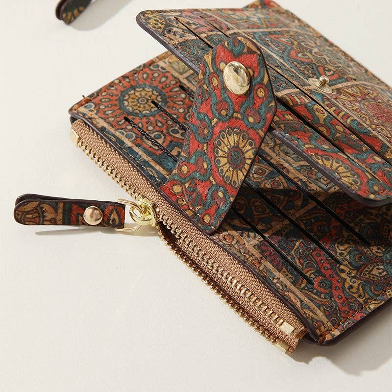 Dipped Shop - Wholesale Wallet - Women's - Cork Vintage Print Card Cases Wallets DP25C6615