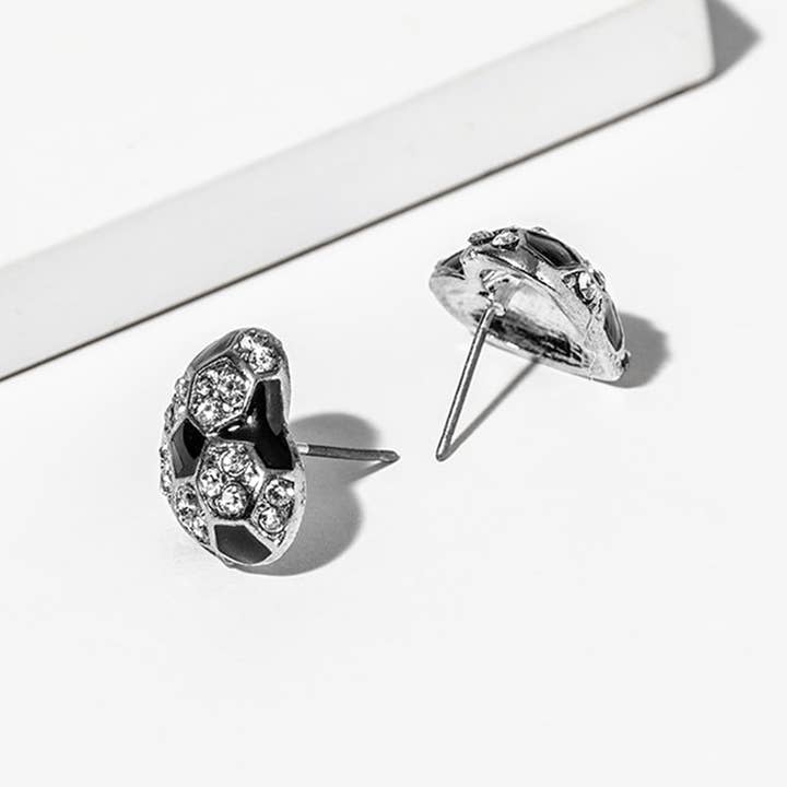 Sensibling Corp. - Wholesale Stud/Post Earrings - Soccer Crystal Pave Heart Stud Earrings2