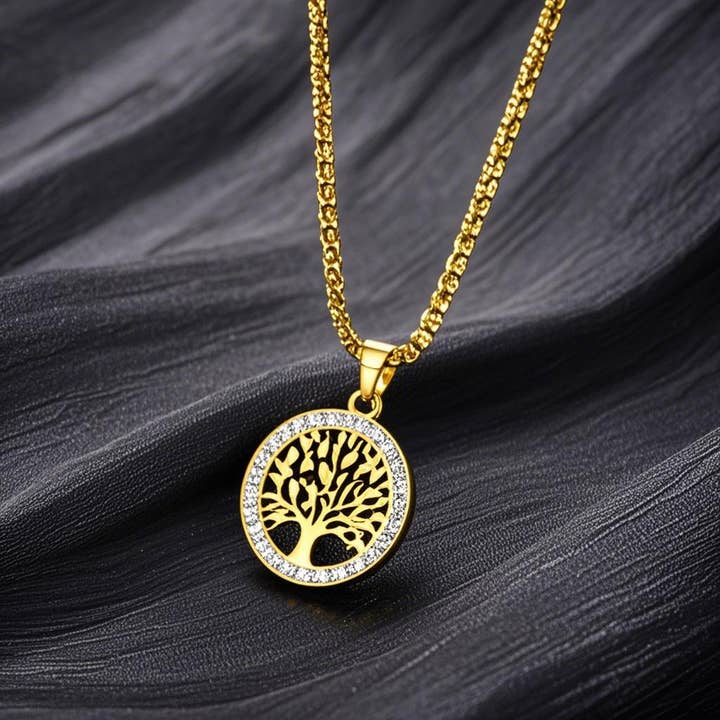 Stainless Steel Tree of Life Necklace - Gold for wholesale by Original Source