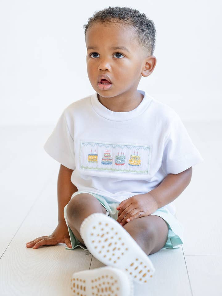 Ruth and Ralph - Wholesale Top & Short Set - Kids - Mint Green Birthday Boy Beau T-Shirt/Shorts Set3