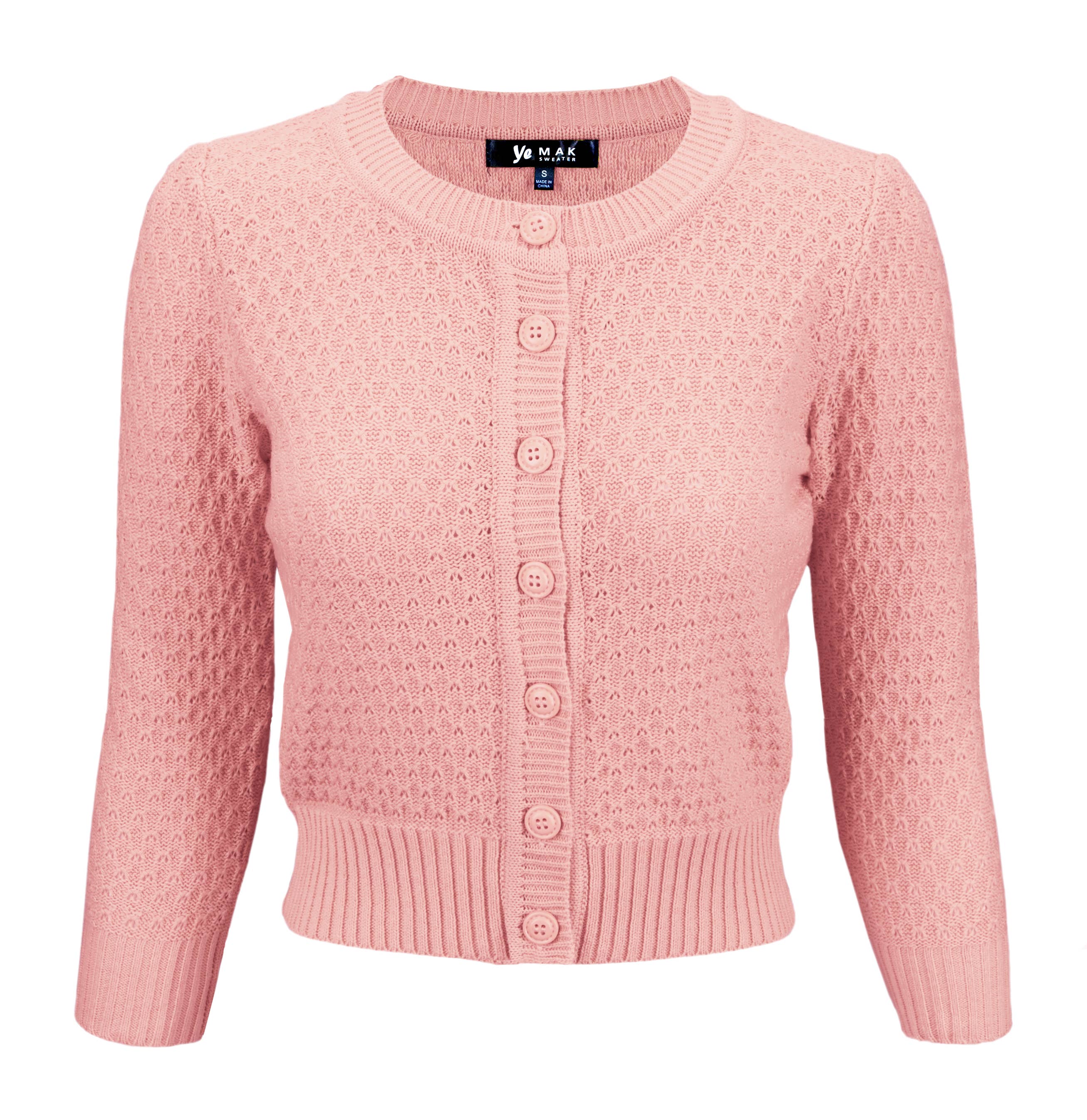 Mak - Vendita all'ingrosso Cardigan - Donna - Maglione cardigan plus size lavorato a maglia girocollo con maniche a 3/4 MK3514PL53