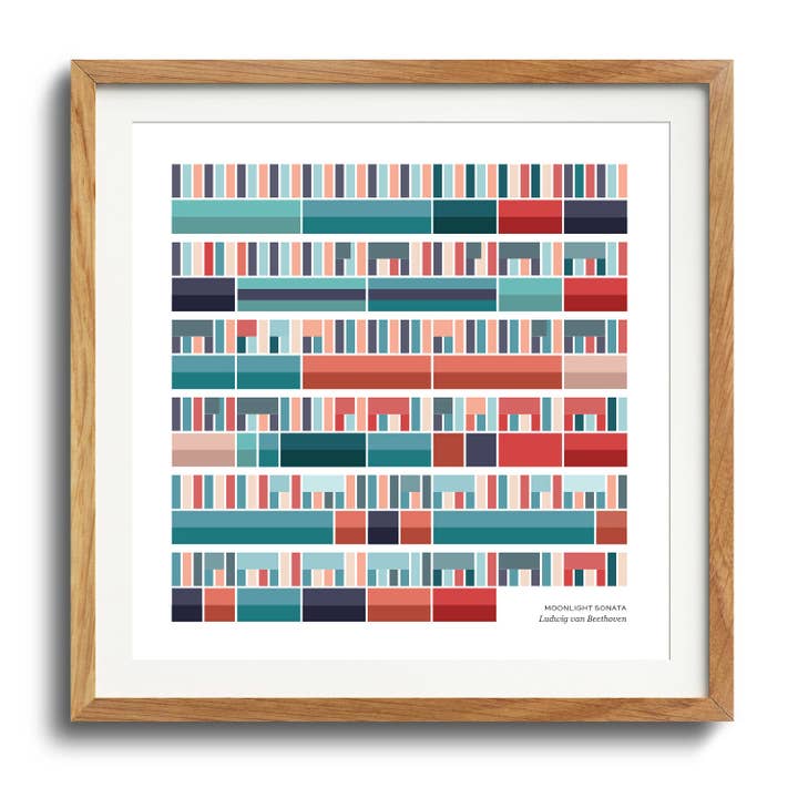 Beethoven - Moonlight Sonata | Impression musicale en blocs de couleurs, partition murale, cadeau de chanson personnalisé, cadeau unique pour fan de musique pour la vente par Soundscape Studio