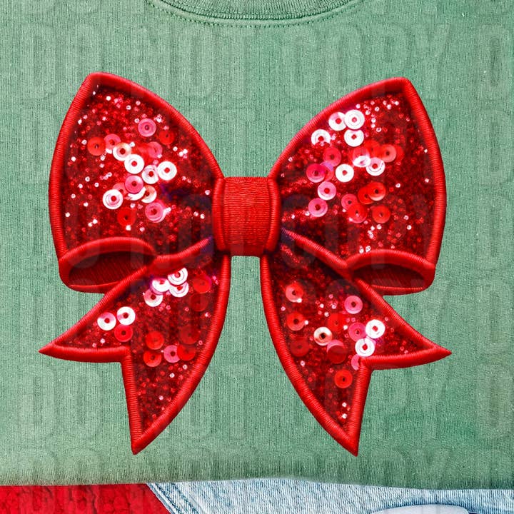 Röd paljettbåge DTF Transfer för wholesale av K and M Designs