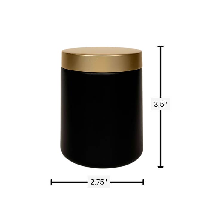 The Bottle Shoppe - Wholesale Jar - 8oz Black Matte Glass Jar with Brushed Gold Lid