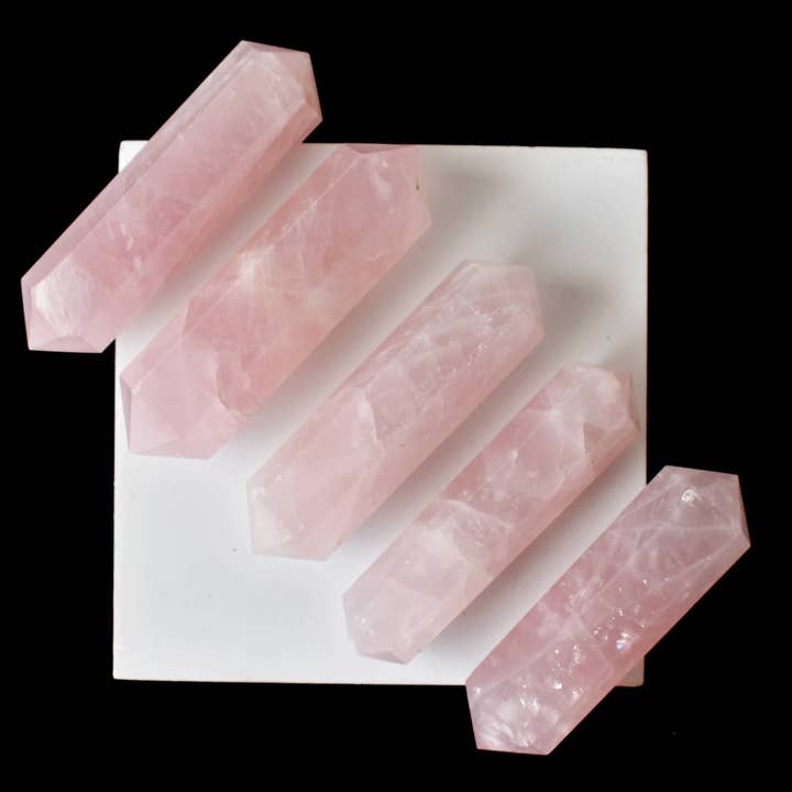 Soothing Crystals - Wholesale Spiritual Stone/Crystal - Lot of 20Pcs Rose Quartz Double Terminated Crystal Pencils