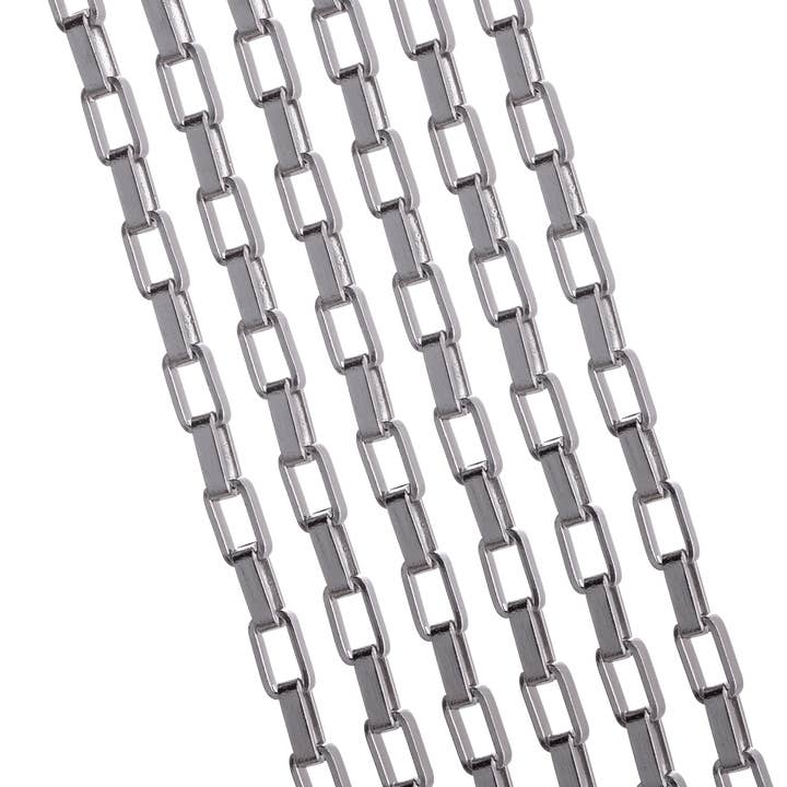 2mm Rectangular Box Chain - Silver Stainless Steel - Made from Flat Wire - CH-71SS for wholesale by Continental Beads