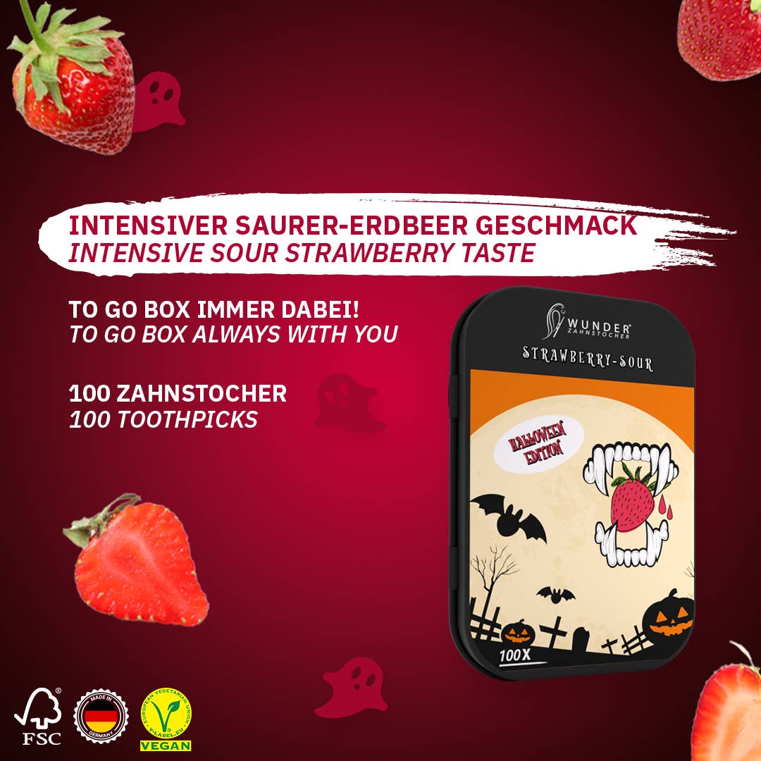 Wunder Zahnstocher – wholesale Tandpetare – Wonder tandpetare Halloween Ed. 'jordgubbsura' 10er Dis.3