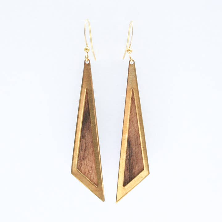 Brincos Triângulo de Rosewood por atacado de Atelier Diospyros créations bois