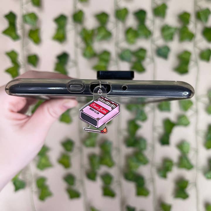 Kindle Charm, Slow Burn Book Club Bookish E-Reader Dust Plug for wholesale by Amberlin Studio