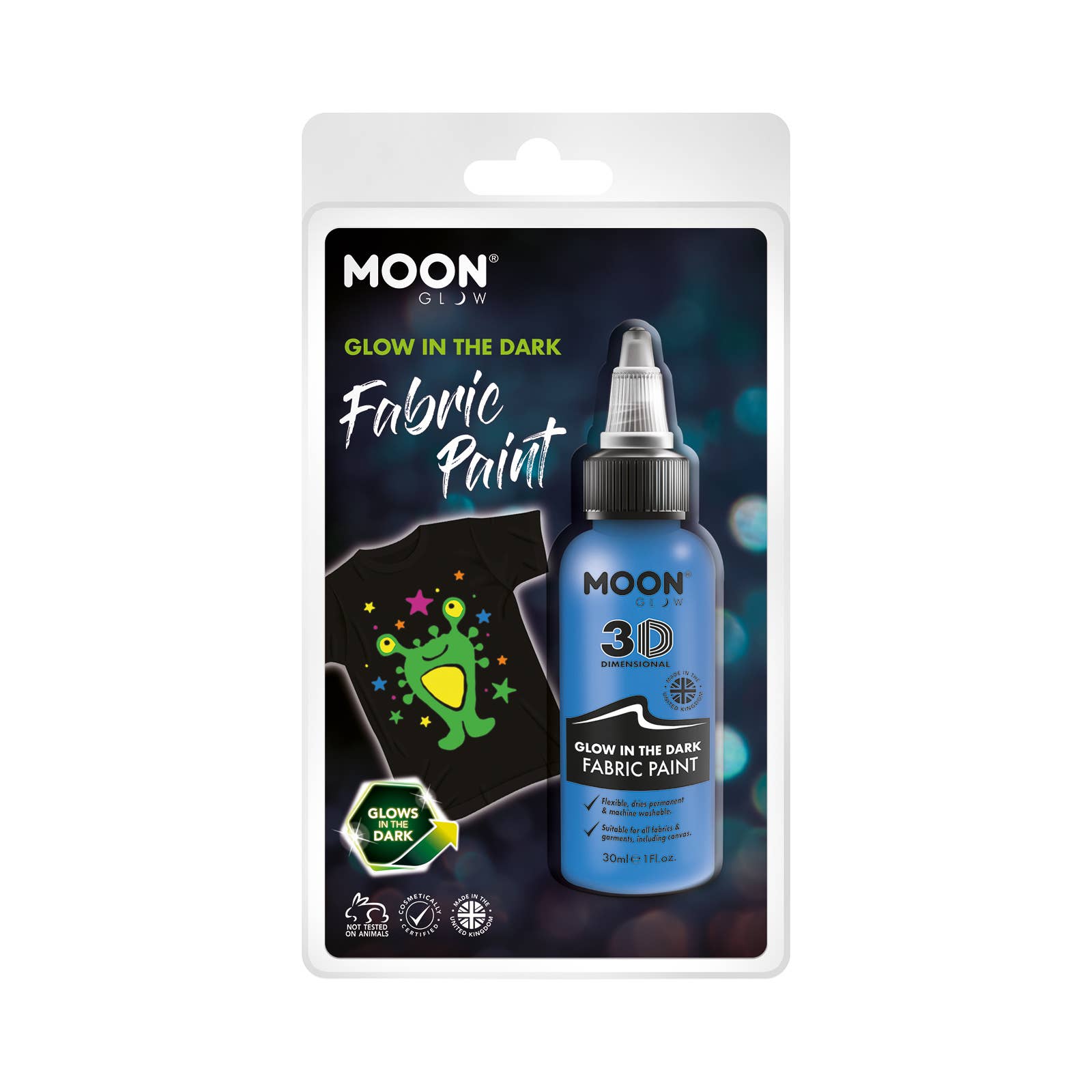 Moon Makeup - Wholesale Fabric Paint - Clamshell - Glow in the Dark Fabric Paint, 30ml
