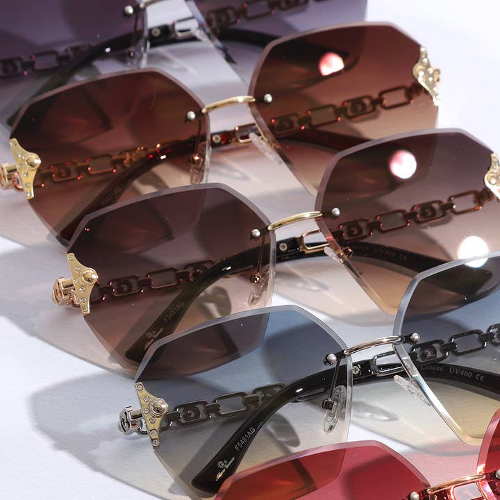 ASSORTED COLOR Hexagon Lenses Linked Design Legs Sunglasses for wholesale on Faire12