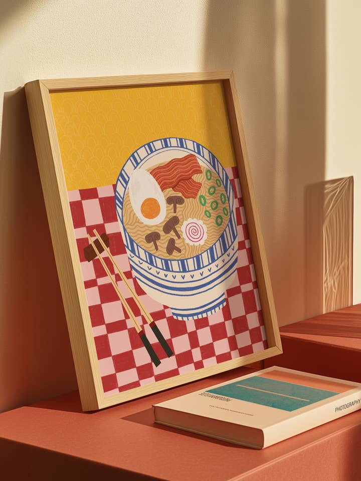 Ramen-Schüssel | Japanischer ungerahmter A4-Illustrationsdruck für den Großhandel von Rosie Illustrates