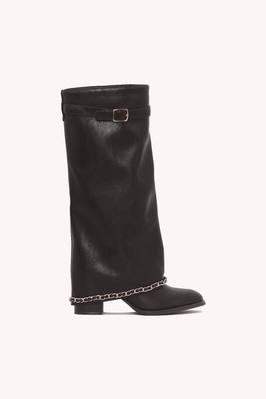 Stephan Paris - Wholesale Boots - Women's - High boots with decorative chain – Faux leather LQ-1533