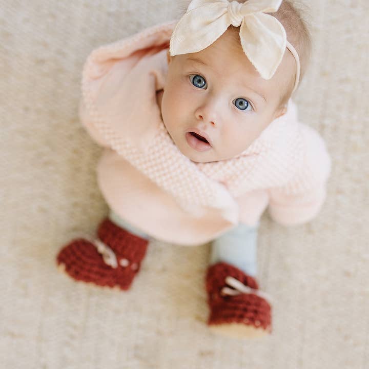 BABY BOOTIES - SWEATER MOCCS - SPICE for wholesale by Beba Bean