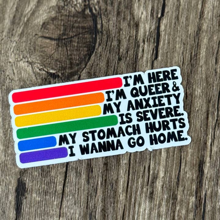 Queer Anxiety Pride 2SLGBTQIA Rainbow Stickers Gift for wholesale by S&Y Brand Paper co.