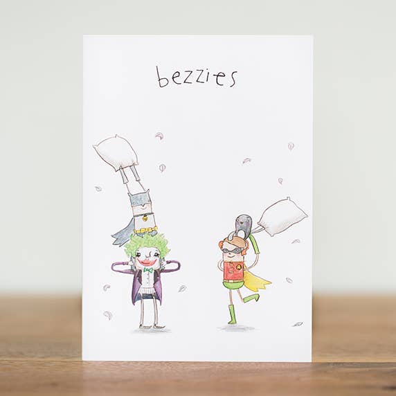 Bezzies - Batman Superheld-vriendschapskaart voor wholesale door The Grey Earl