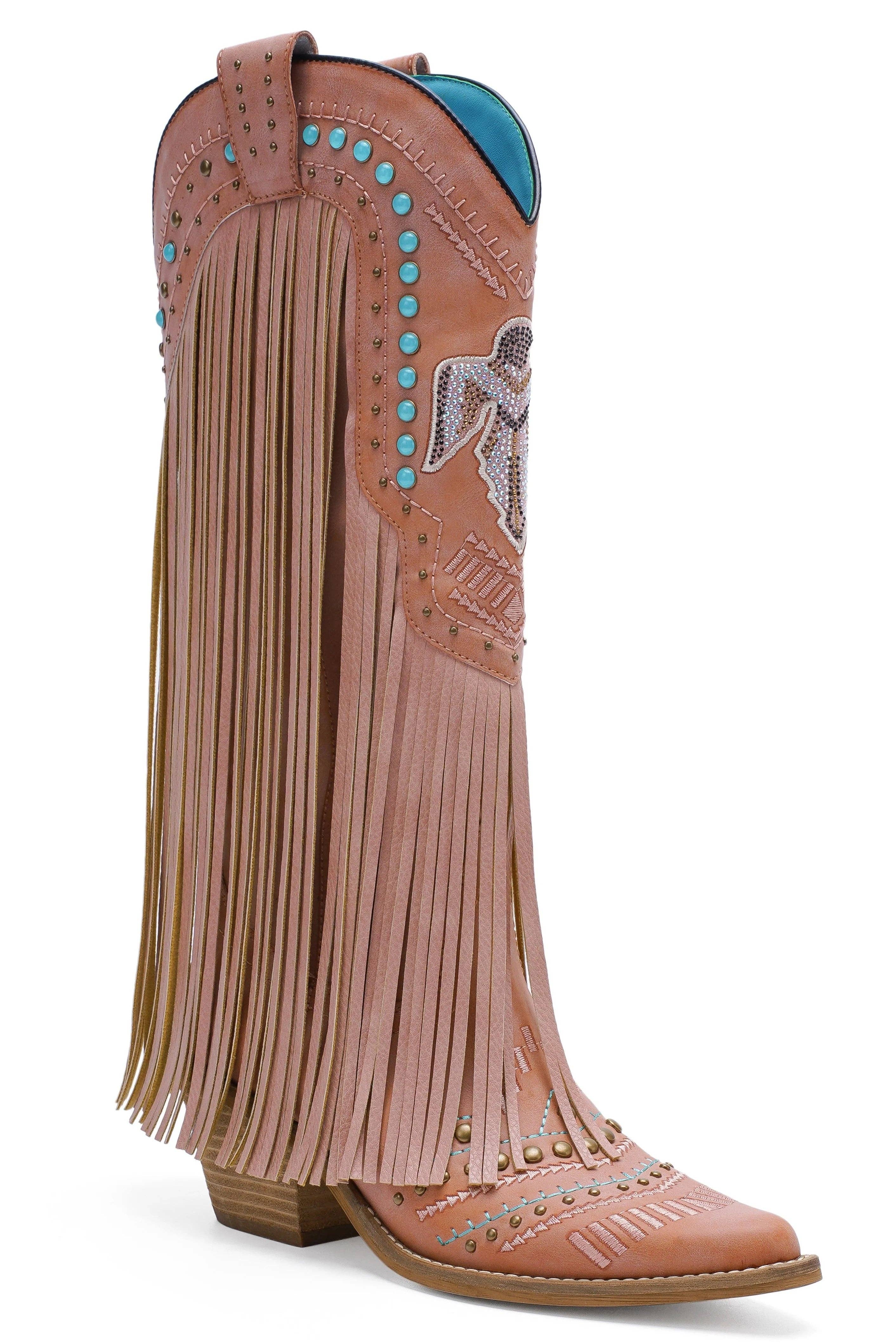 Mars Sky Shoes Wholesale - Wholesale Cowboy Boots - Women's - Beast Fashion ADELA-58 Women Block Heel Stunning Fringe Western Tall Boots-12 Pairs Pack-62.25/Pair2