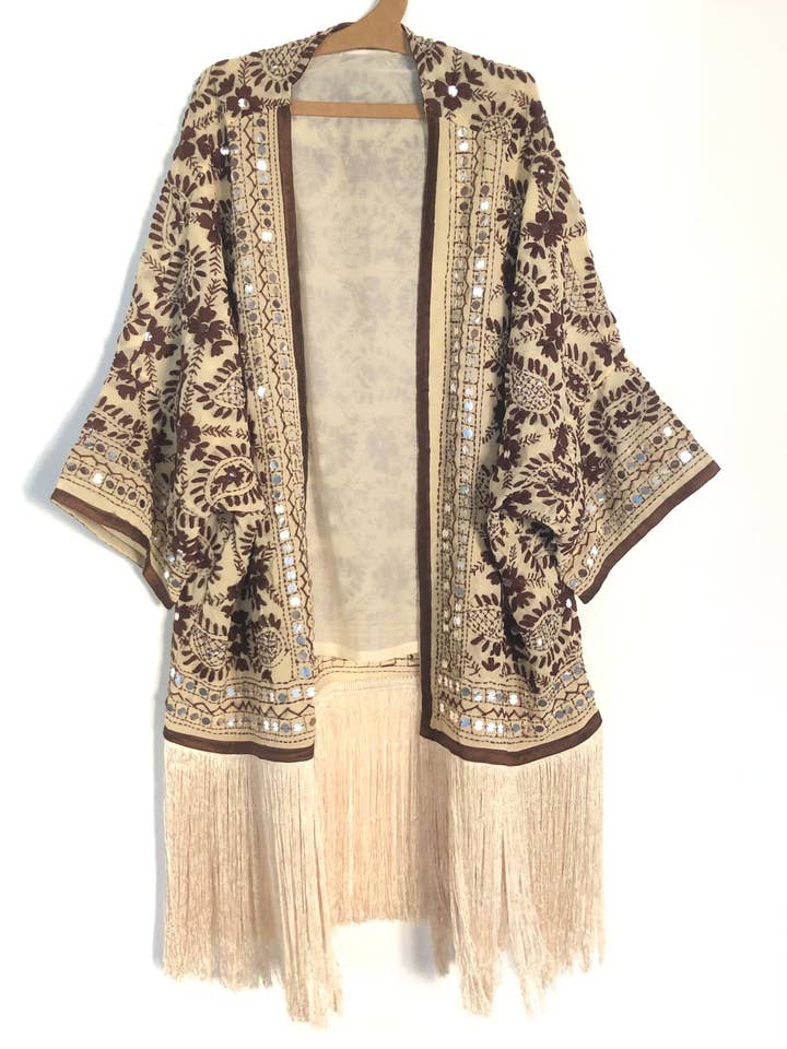 Free Size Fringe Embroidery Kimono: FAIRE MARKET SPECIAL $40 for wholesale by Annahmol
