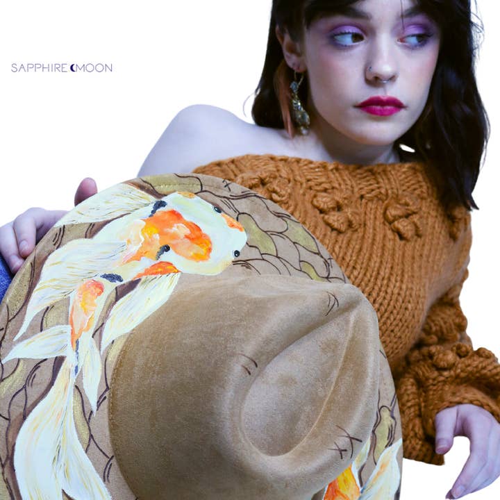 Sapphire Moon – wholesale Fedora – Women’s – Overcomer Hand Painted Burned Hat (Rancher, Bolero, Fedora)3