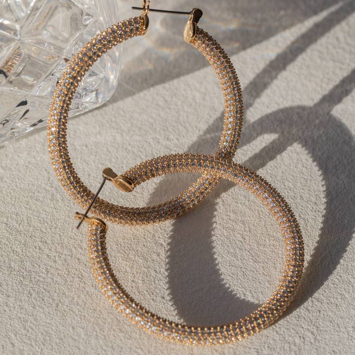 Luv AJ - Wholesale Hoop Earrings - Pave Amalfi Hoops- Gold1