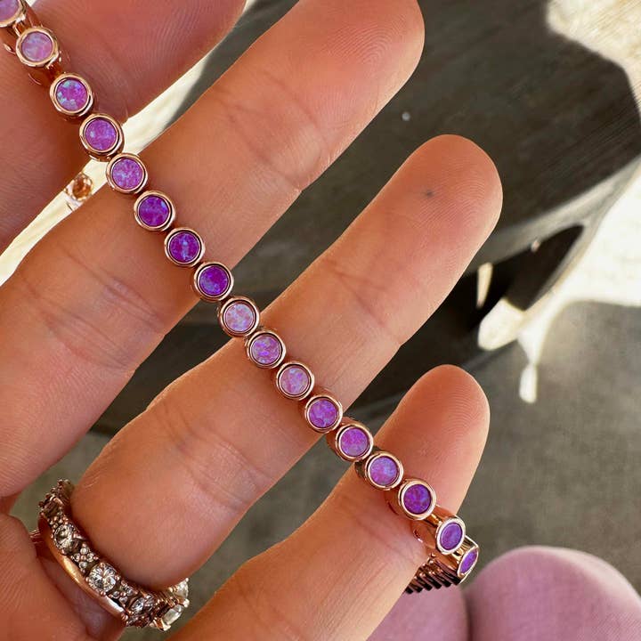 La Kaiser - Vente Bracelet tennis - Bracelet de tennis ombré en or rose et opale rose3