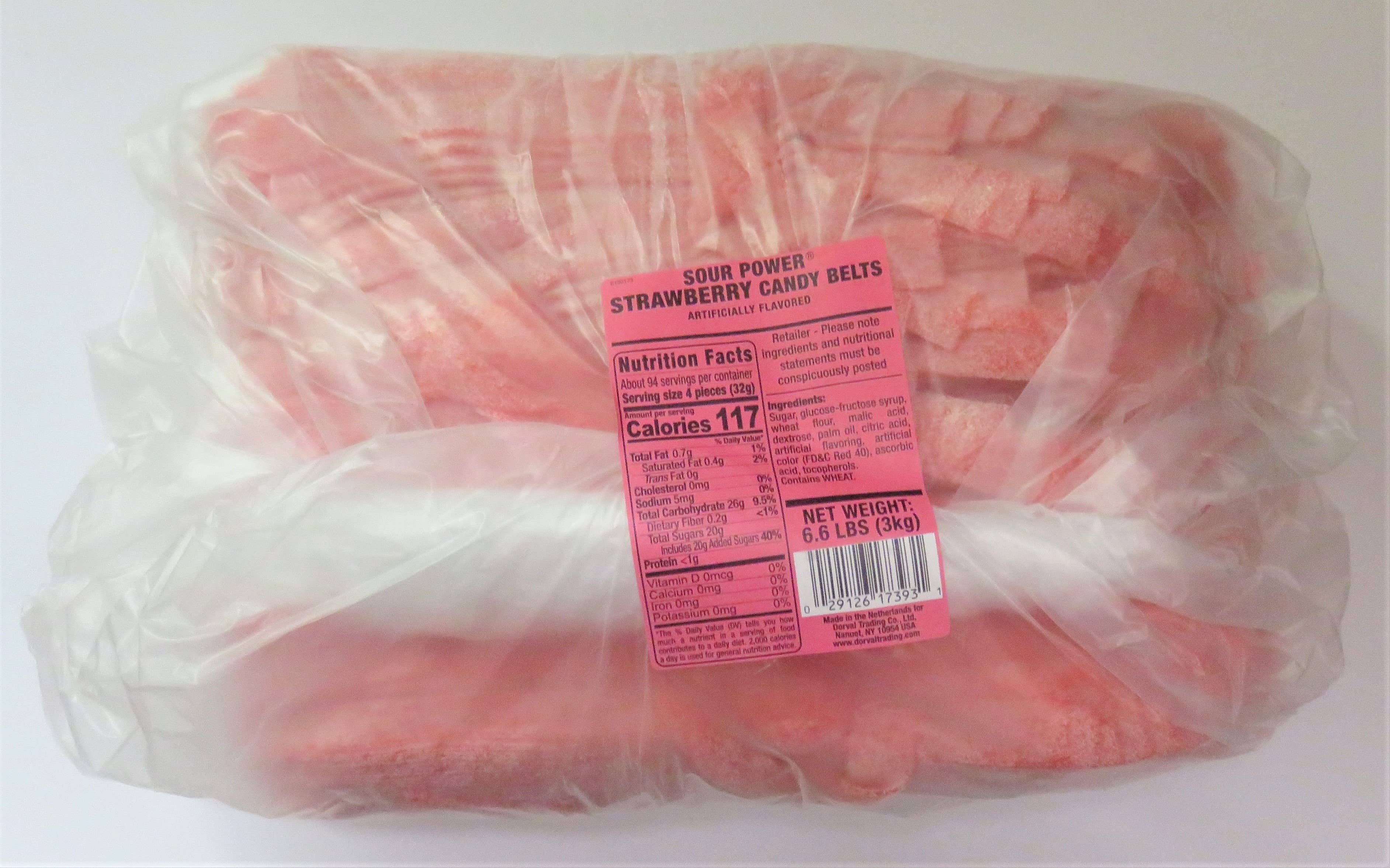 Grandpa Joe's Candy Shop - Vente Barres de céréales - Ceintures à bonbons à la fraise Sour Power, sac en vrac de 6,6 lb