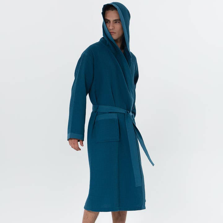 SEYANTE - Wholesale Robe - Men's - Men's Hooded Turkish Cotton Waffle Robe2