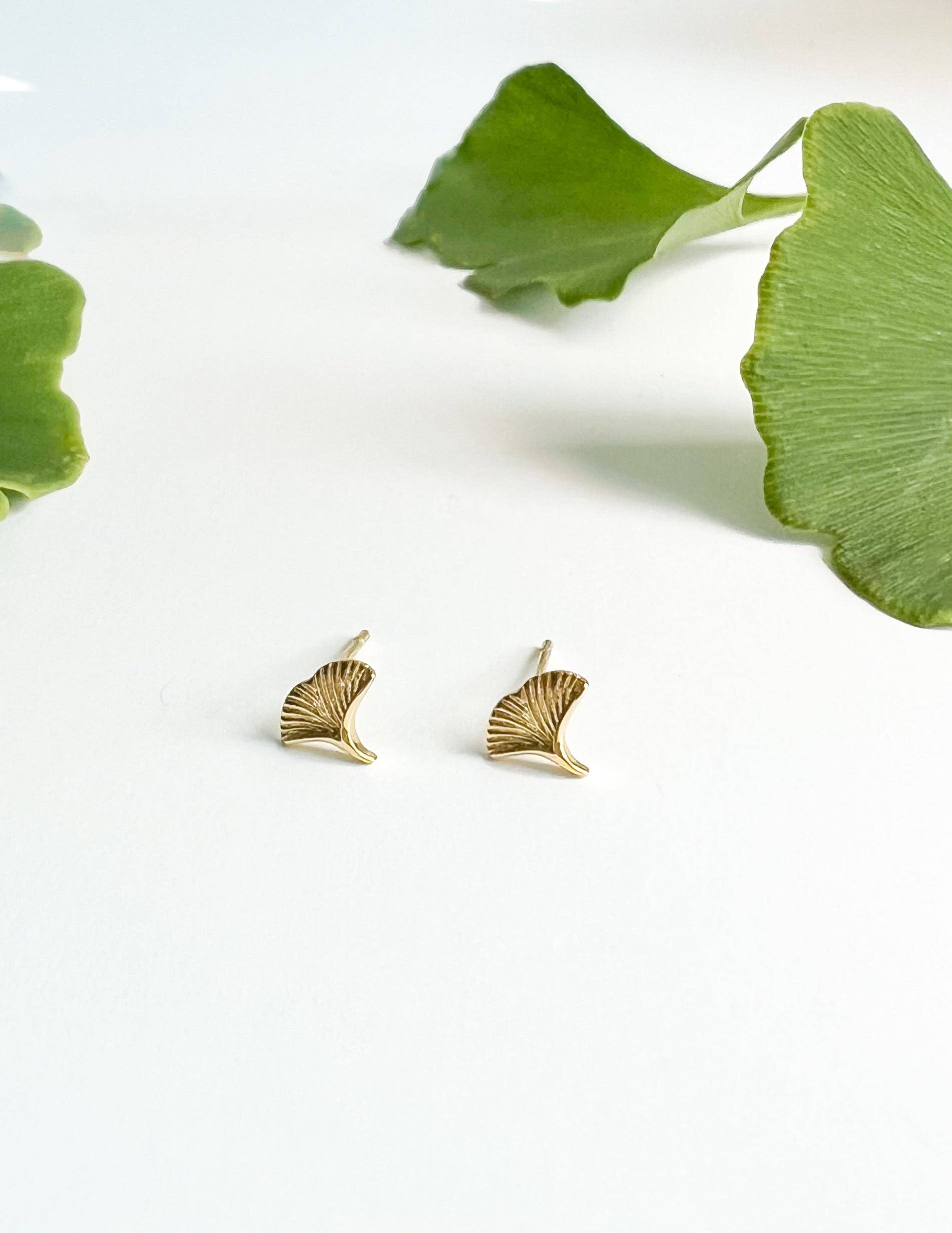 Natalie Clare Collections - Wholesale Stud/Post Earrings - Gold Ginkgo Stud Earrings5