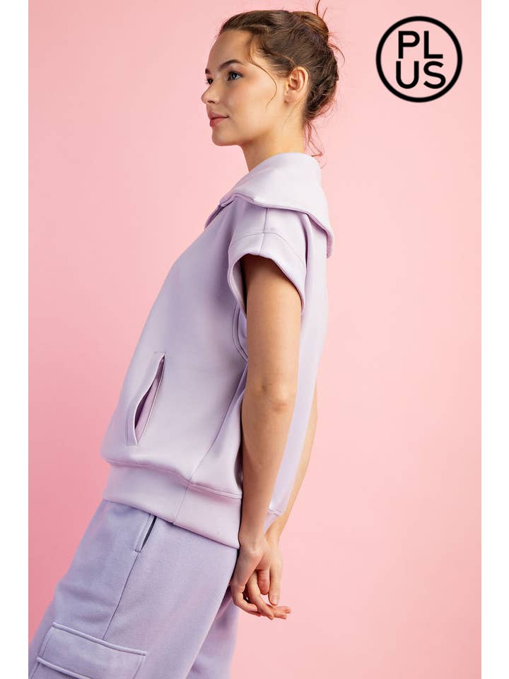 Rae Mode - Wholesale Athletic Top - Women's - PLUS SIZE MODAL SCUBA SHORT SLEEVE QUARTER ZIP TOP5