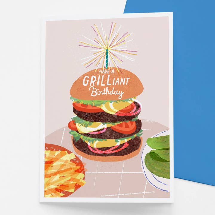Burger Birthday card for wholesale by Francesca Iannaccone
