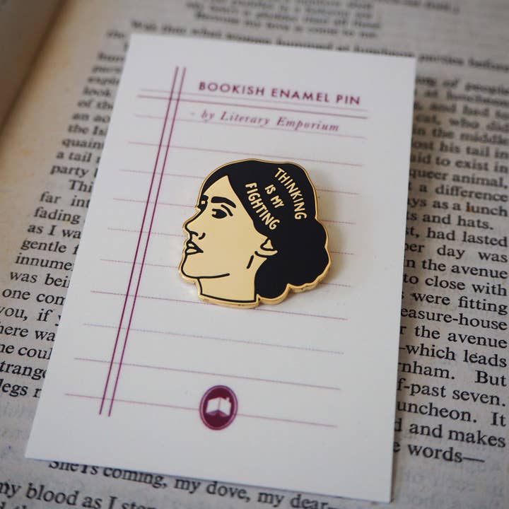 LiteraryEmporium - Wholesale Lapel pin/button - Virginia Woolf - Book Lover Gold Enamel Pin Badge3