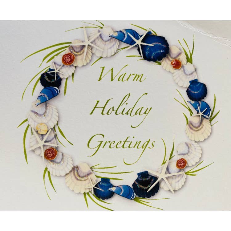 Studio Daedre - Wholesale Season's Greetings Card - Holiday Shell Wreath - Loose Card0