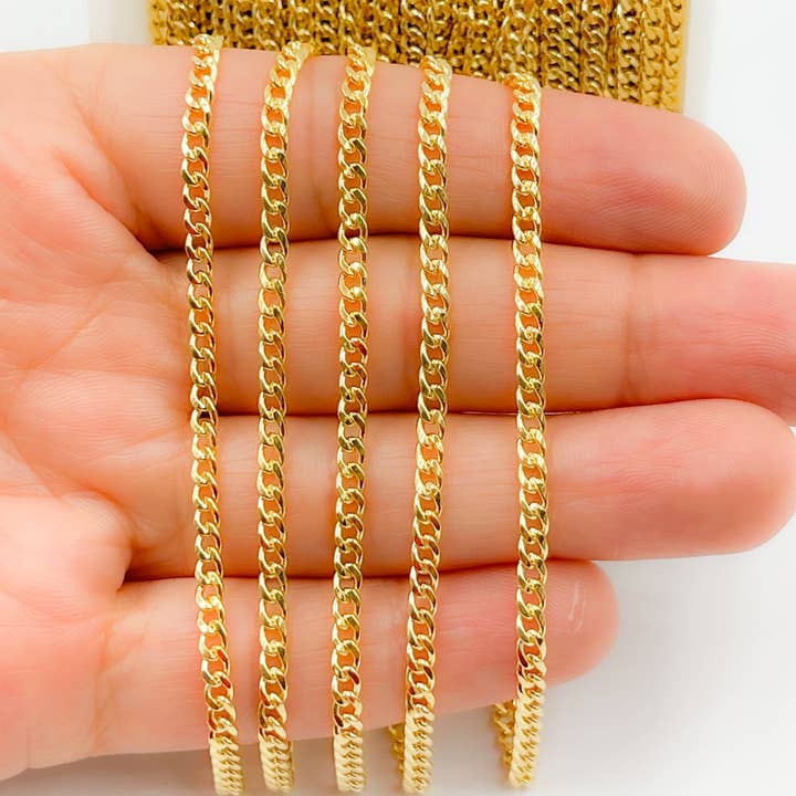 Tresor Jewelry Inc. – Engroshandel Led/kæde halskæde – 64HRGF. 14k Guld Fyldt Flad Stram Curb Kæde