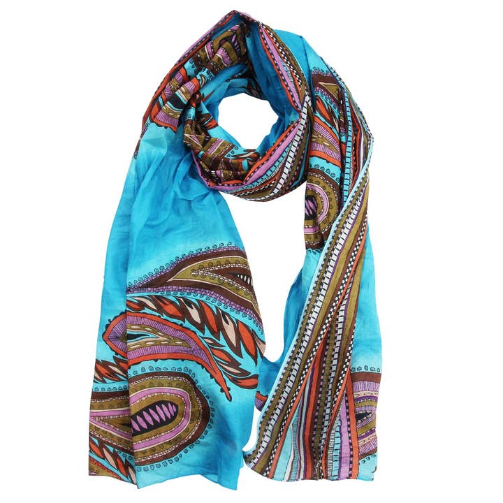 Paisley pareo sarong cotton towel turquoise-colorful for wholesale by Tribal Trade GmbH