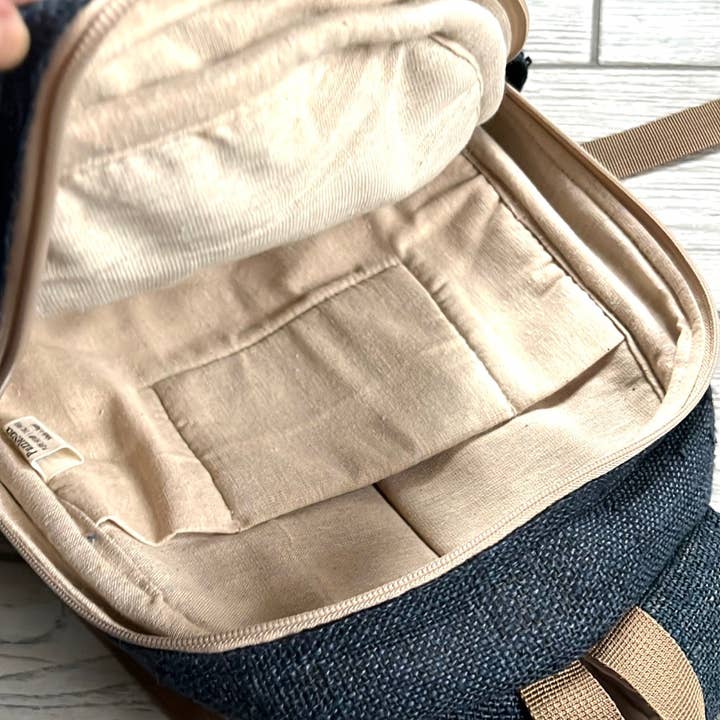 PuzzleStack – wholesale Backpack – Women's – Blue Kumari Pure Hemp Backpack6