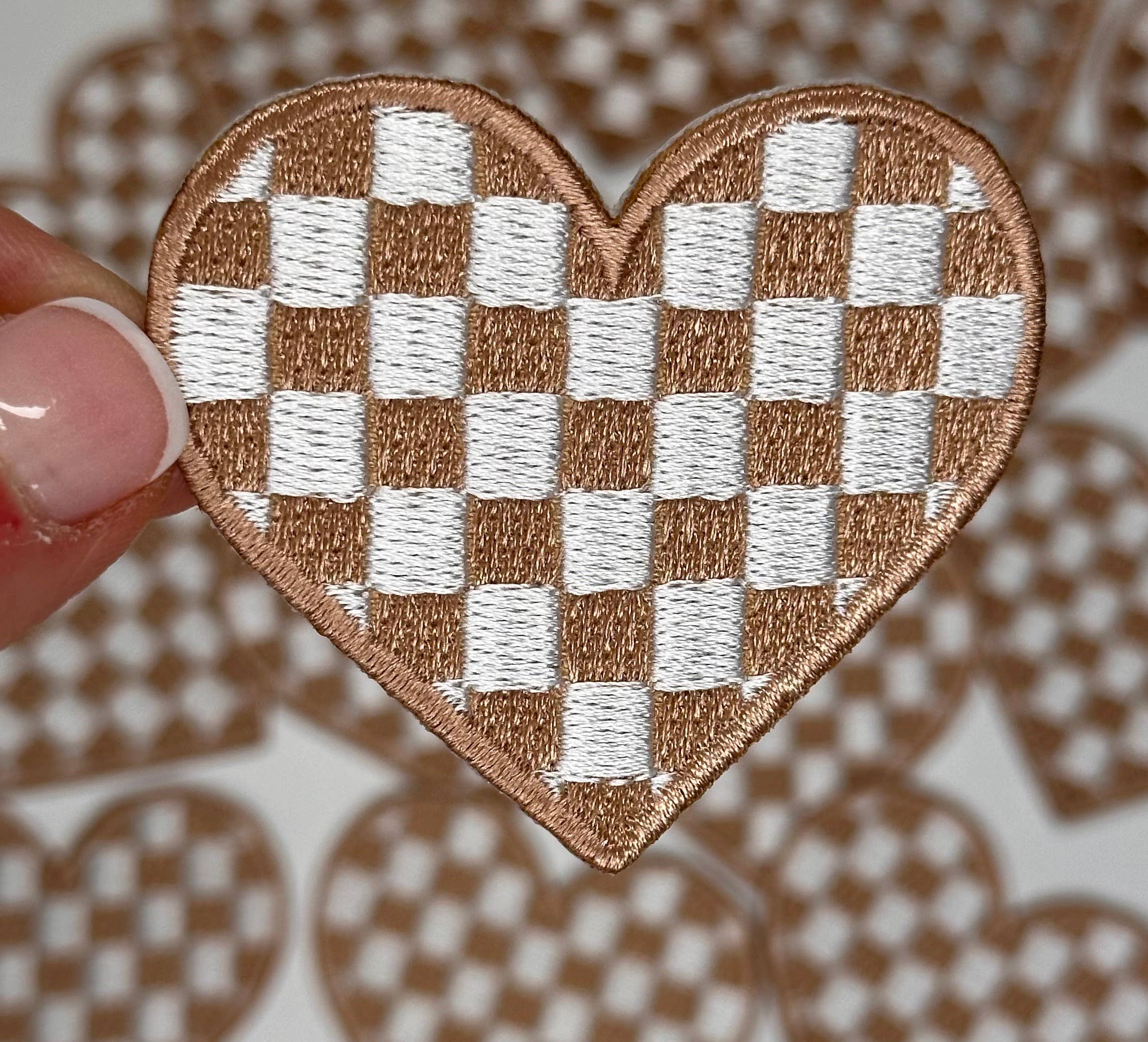 Aloe and Milk Boutique - Wholesale Hat Accessory - Women's - Checkered heart, heart patch, checkered patch, game day4