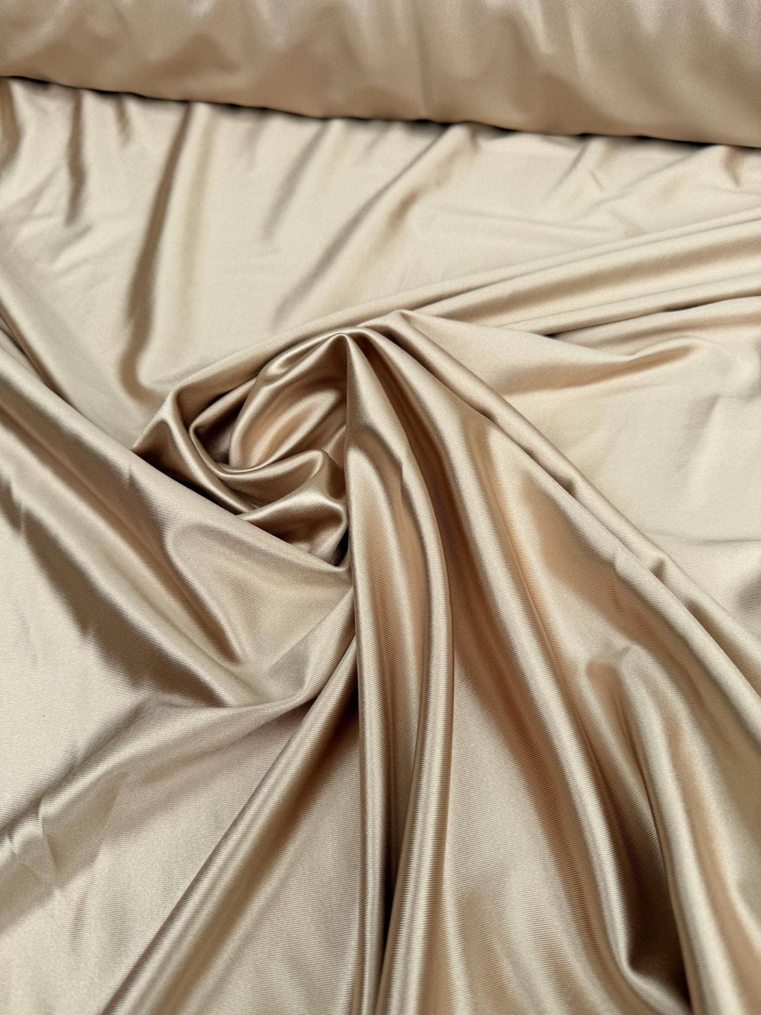 GalaTextile - Wholesale Fabric - Champagne stretch satin spandex fabric by yard2