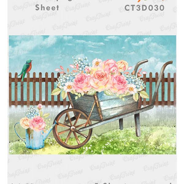 CrafTreat - Vente Matériels de bricolage - Feuille de découpage 3D pour brouette CrafTreat, format A4