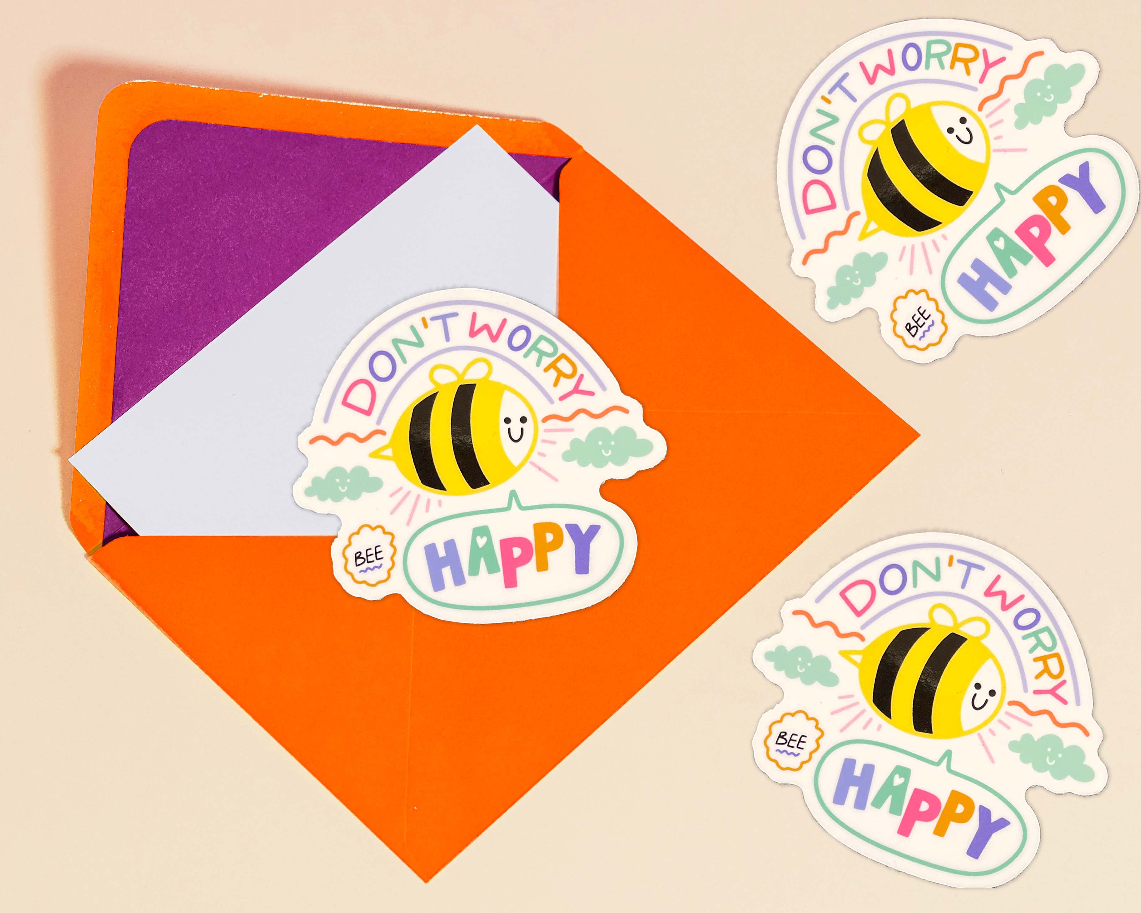 Neha Lee Designs - Wholesale Sticker - Don't worry bee happy handmade glossy sticker1