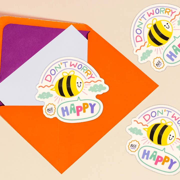 Neha Lee Designs - Wholesale Sticker - Don't worry bee happy handmade glossy sticker1