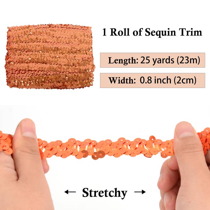 AK Brand - Wholesale Ribbon – Gift wrapping - Elastic Sequin Trim 0.8 Inch Glitter Paillette Ribbon42