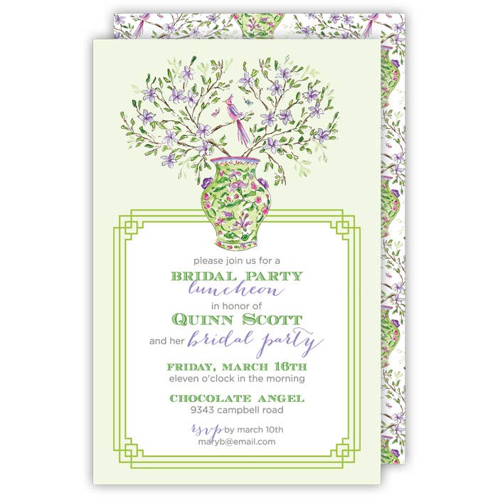 Handpainted Green Enchanted Garden Urn Large Flat for wholesale by RosanneBeck Collections