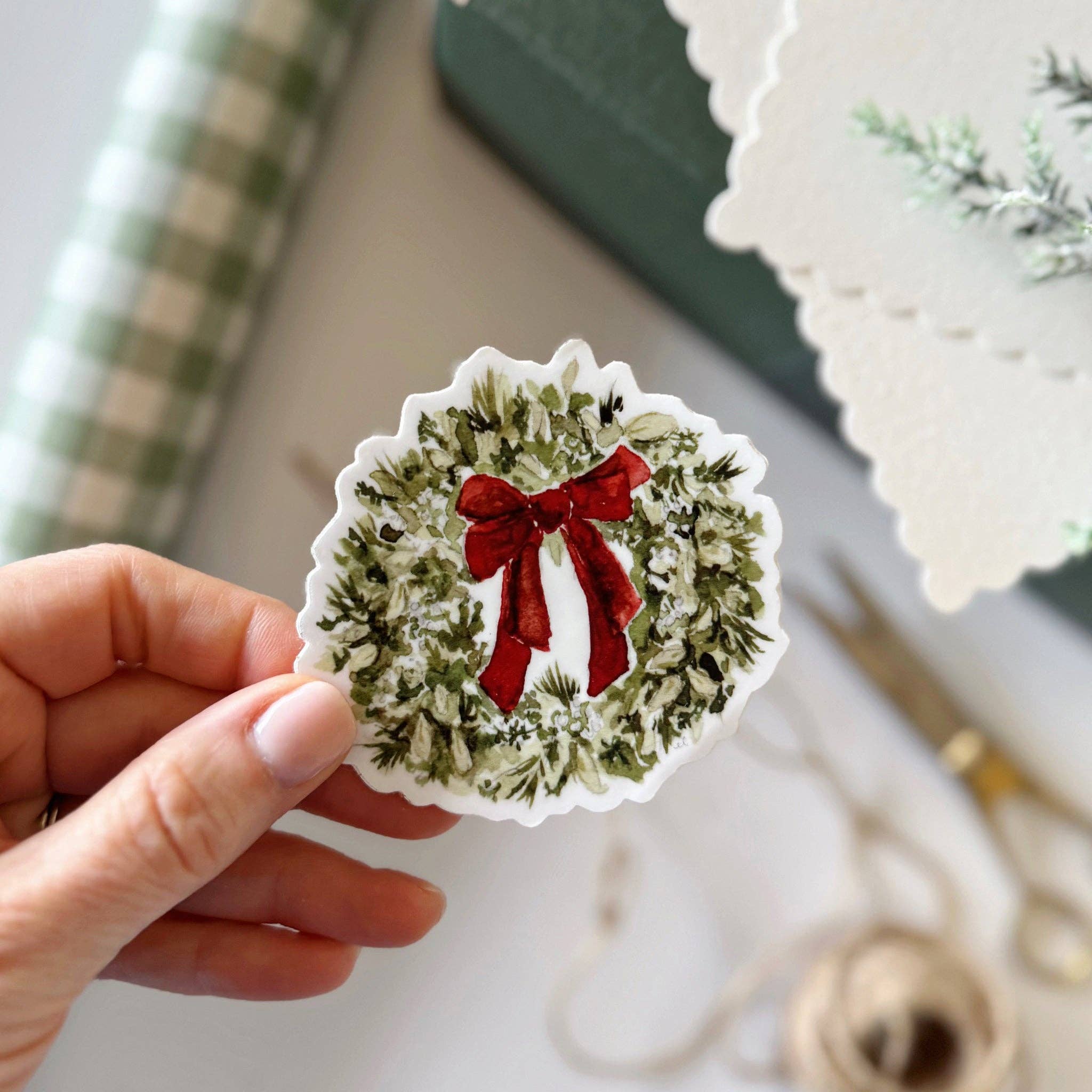 emily lex studio - Vente Autocollant - autocollant de couronne avec ruban rouge0