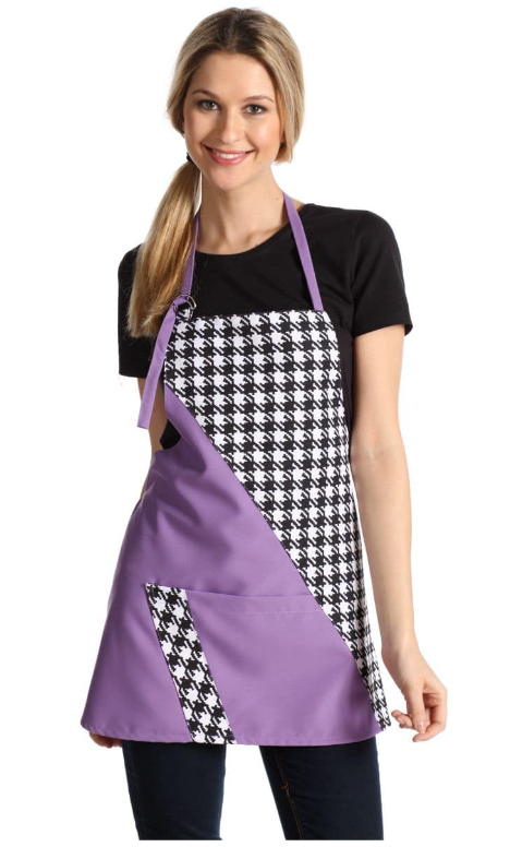 West Rose abbigliamento professionale - Wholesale Apron - STELLA LILAC HOUNDSTOOTH WORK APRON0