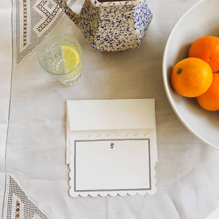 Annie Brougham Paper Goods. - Wholesale Everyday Greeting Card - Letterpress Flat Note - Navy Border