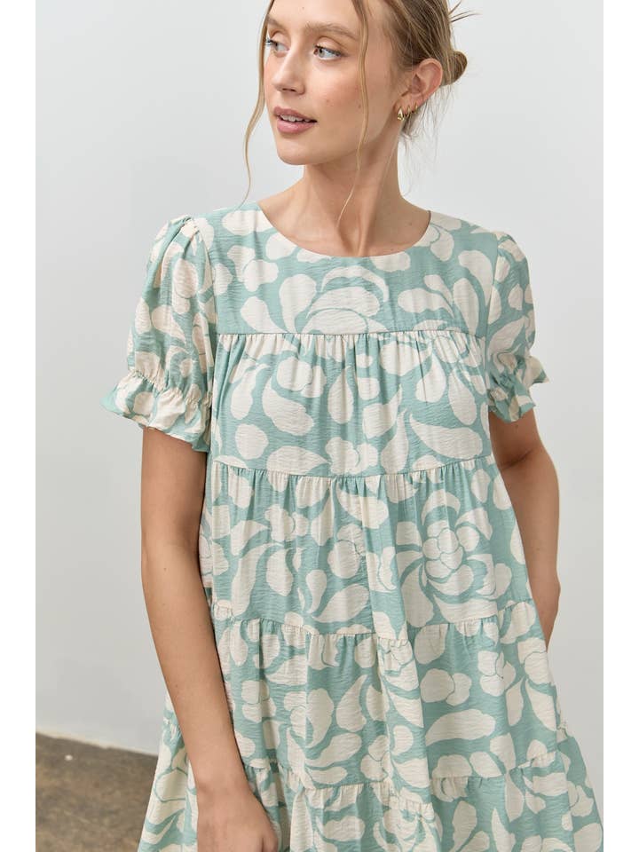 Polagram by Wellmade USA - Wholesale Dress - Women's - PRINTED ROUND NECK KNEE LENGTH DRESS3